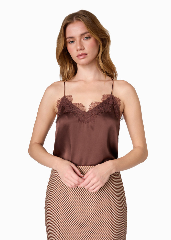 Racer Charmeuse Camisole Chocolate