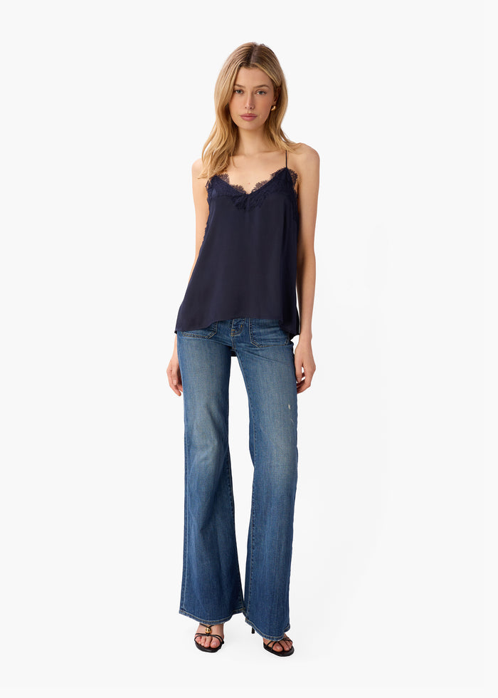 Racer Charmeuse Camisole Navy