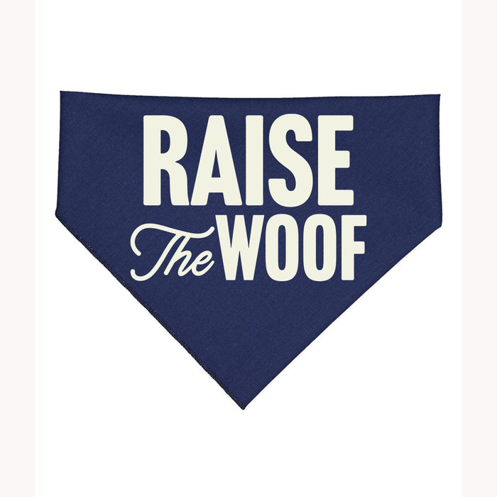 Raise the Woof Dog Bandana featuring a stylish design perfect for fashionable pets. This bandana makes a great Texas themed gift and is ideal for pet lovers seeking Texas Made Gifts, souvenirs from Texas, or charming Dallas souvenirs. An excellent choice for those looking for unique Texan gifts.