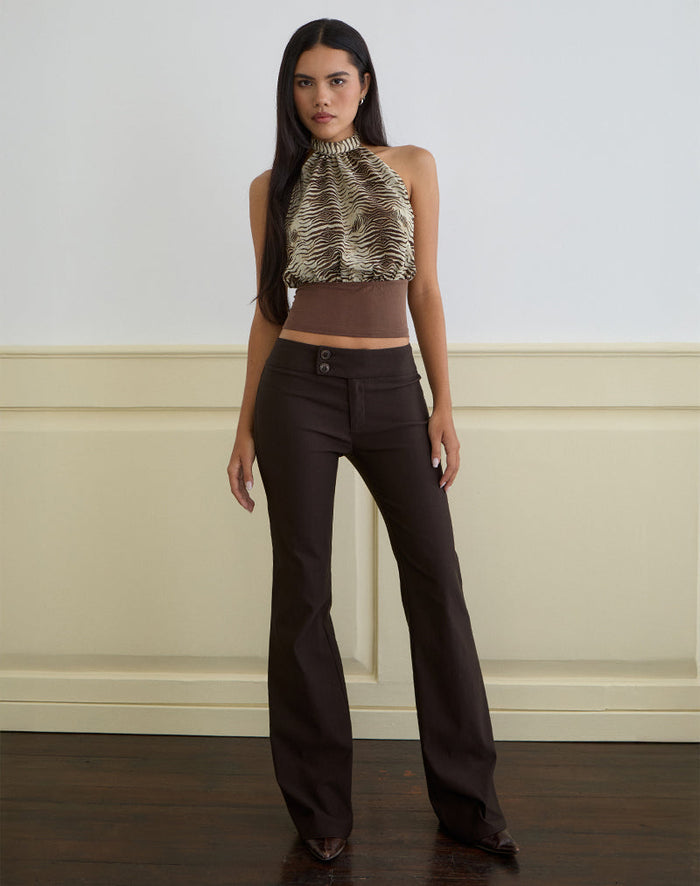 Image of Rania Backless Top in Chiffon Wild Animal Align Brown