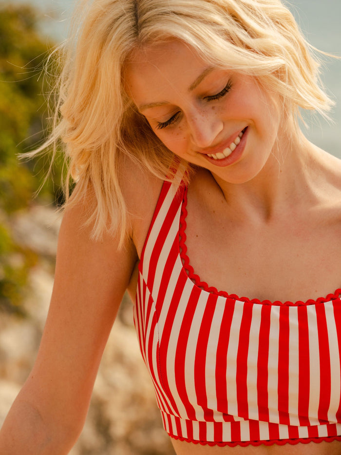 Red Stripe Scoop Bralette
