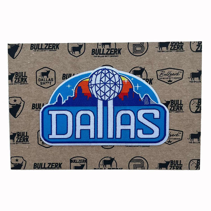 Reunion Patch featuring a colorful Dallas skyline design, perfect for personalizing denim jackets or other items. A great Texas themed gift or Dallas souvenir, ideal for anyone looking for authentic Texan gifts or souvenirs from Texas.