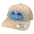 Reunion Patched Curved Bill Hat featuring a stylish Dallas patch on a khaki base, perfect for showcasing Texas pride. A must-have Texas themed gift, ideal as a souvenir from Texas or for anyone looking for unique Texan gifts.