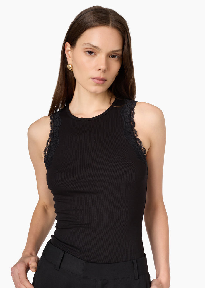 Rian Rib Knit Tank Black