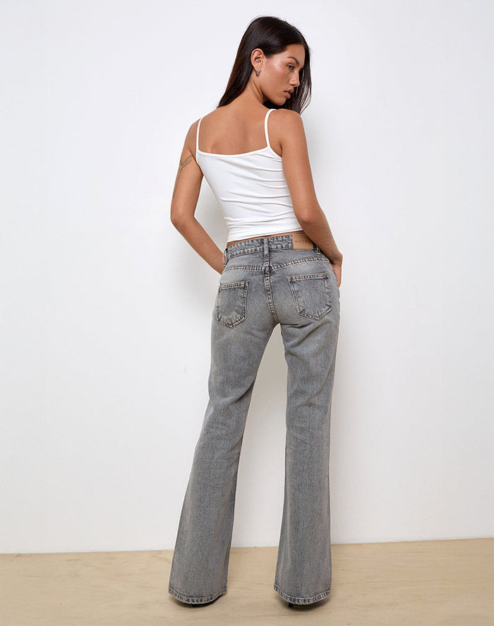 Image of Rigid Low Rise Flare Jeans in Grey Wash