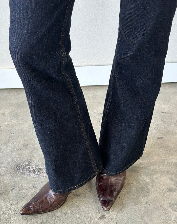 Image of Rigid Low Rise Flare Jeans In Indigo