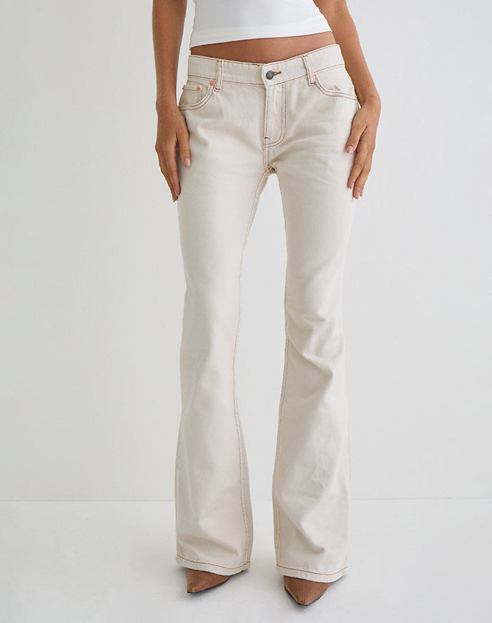 Image of Rigid Low Rise Flare Jeans in Off White