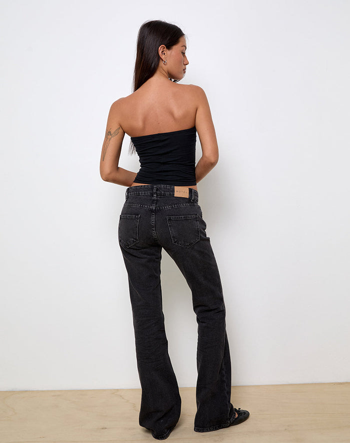 Image of Rigid Low Rise Flare Jeans in Washed Black Grey