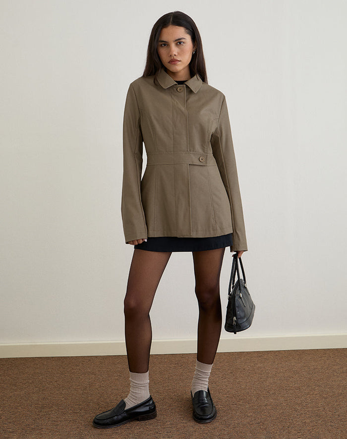 Image of Riku Coat in PU Mushroom