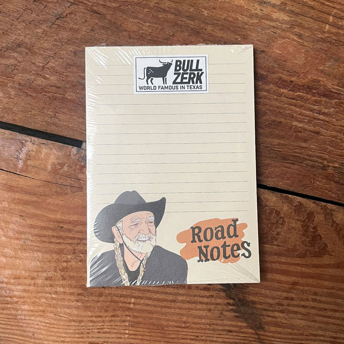 Road Notes Notepad featuring a whimsical illustration of a cowboy, perfect as a Texas themed gift. This notepad is a great addition to Texas Made Gifts and makes for charming souvenirs from Texas, ideal for anyone looking for a Dallas souvenir or unique texan gifts.