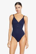 Robin Piccone Navy Amy V Neck One Piece