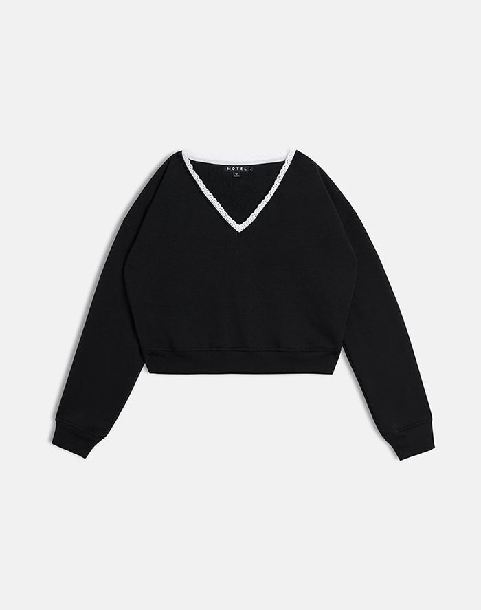 Image of Rodyn Jumper in Black with White Picot Binding