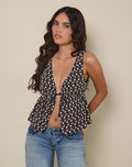 Image of Rolia Tie Front Top in Floral Broderie Brown