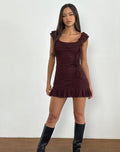 Image of Rolita Mini Dress in Ditsy Flock Burnt Maroon