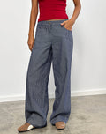 Image of Roomy Extra Wide Low Rise Jeans in Pinstripe Indigo Wash
