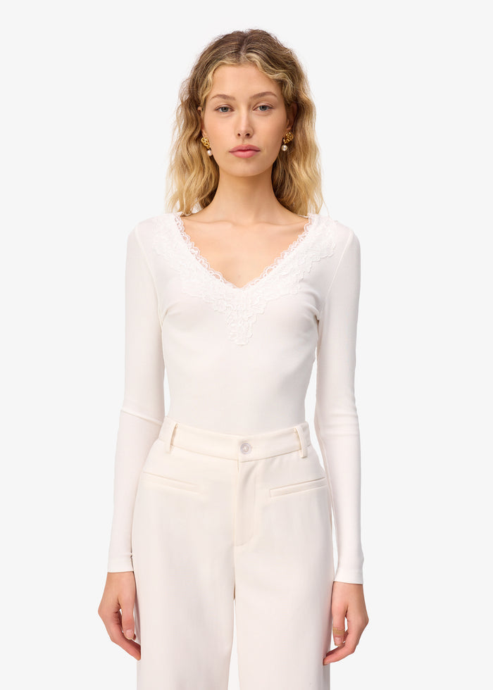 Rooney Rib Knit Top White