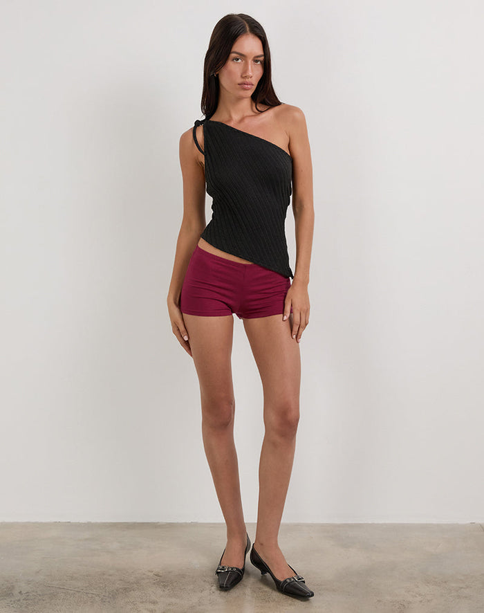 Image of Rusana Top in Sheer Diagonal Knit Black