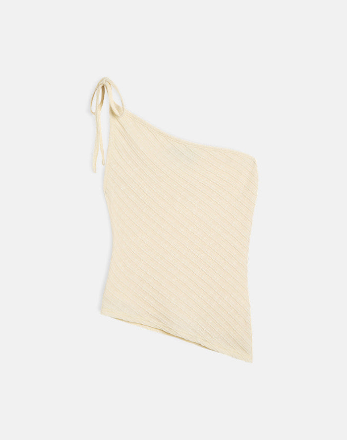 Image of Rusana Top in Sheer Diagonal Knit Buttercream