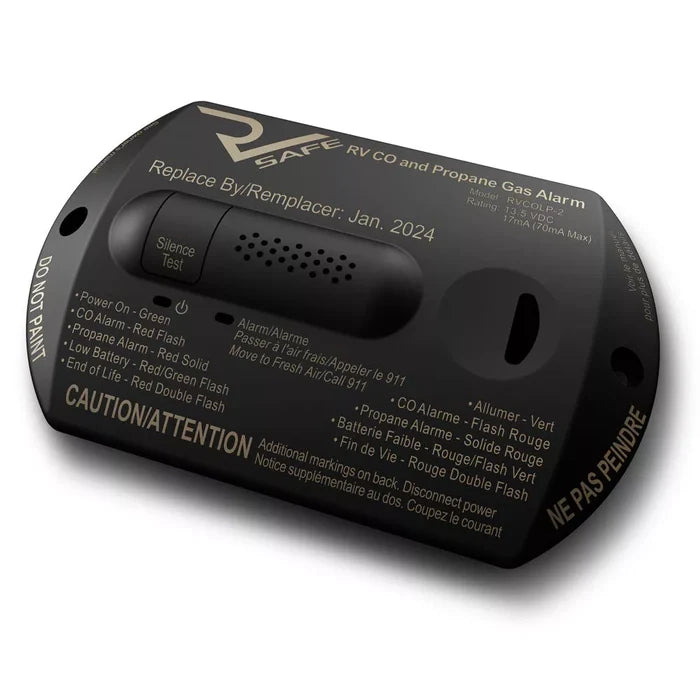 Black RV Safe RVCOLP-2B CO Propane Gas Alarm - Angled View | United RV Parts