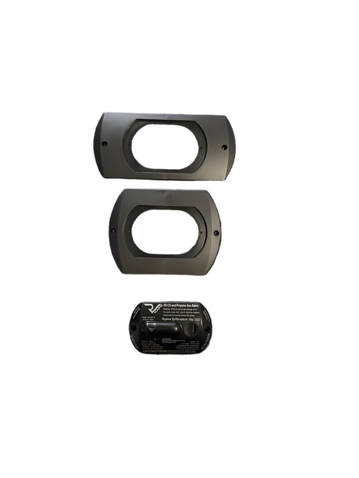 Black RV Safe CO Propane Alarm with Universal Mounting Brackets - Components View | United RV Parts