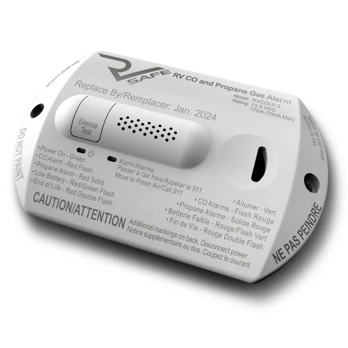 White RV Safe RVCOLP-2W Carbon Monoxide Propane Detector - Angled View | United RV Parts