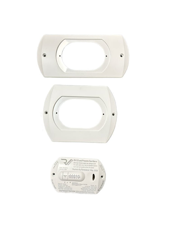 White RV Safe CO LP Detector Kit with Mounting Brackets - Exploded View | United RV Parts