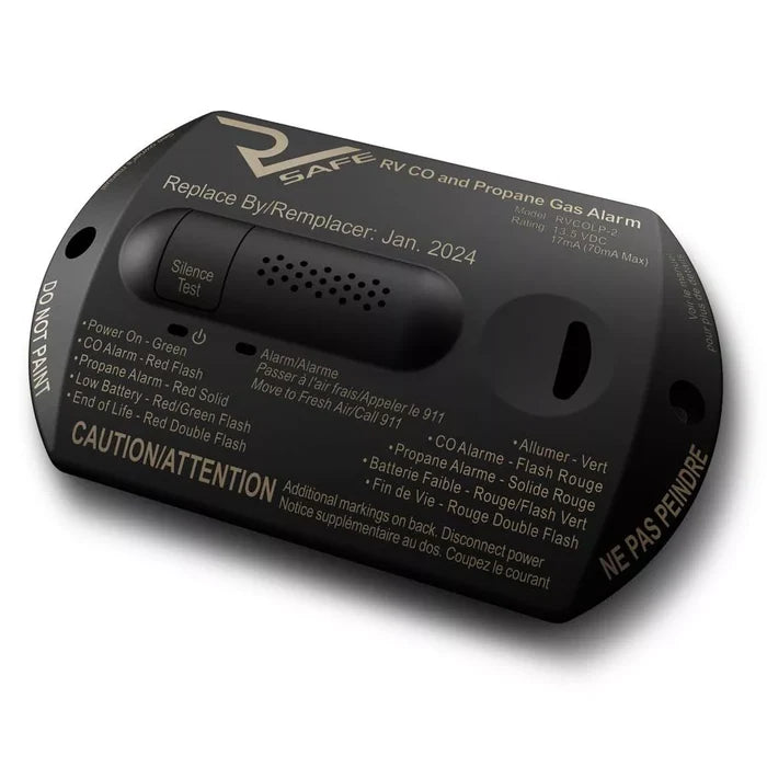 Black RV Safe RVLP-2B LP Gas Alarm - Angled View | United RV Parts
