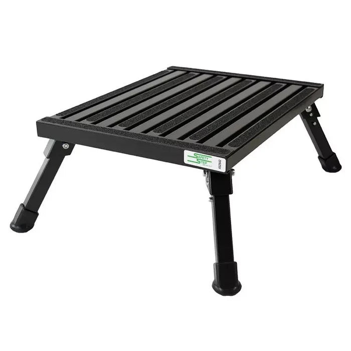Black Steel Safety Step F-08C-BLK - Three Quarter View | United RV Parts