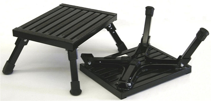 Black Folding Step Stool - Open and Collapsed Views | United RV Parts