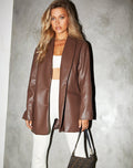 Image of Saken Blazer in Pu Brown