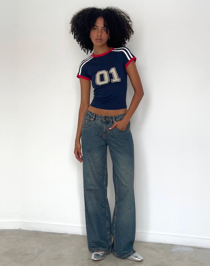Image of Salda Sports Fitted Tee in Navy
