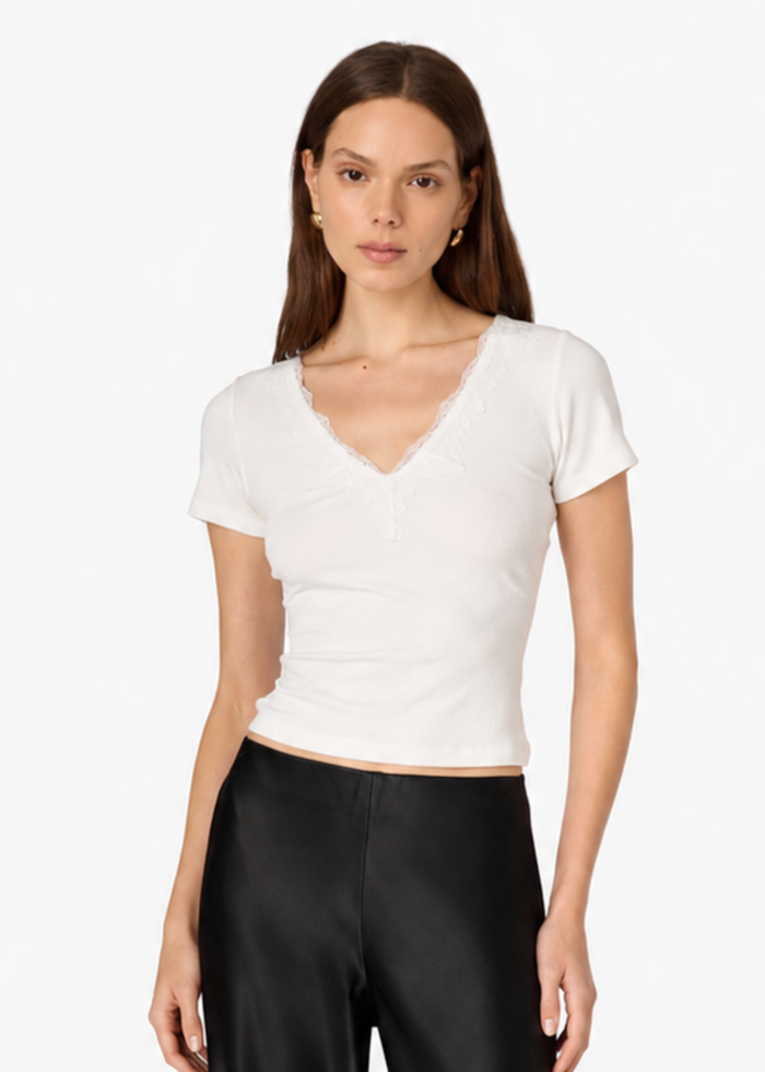 Sana Rib Knit Tee White