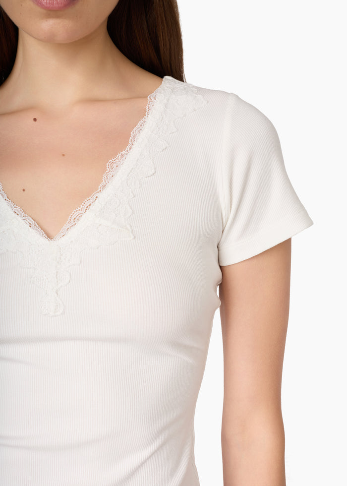 Sana Rib Knit Tee White