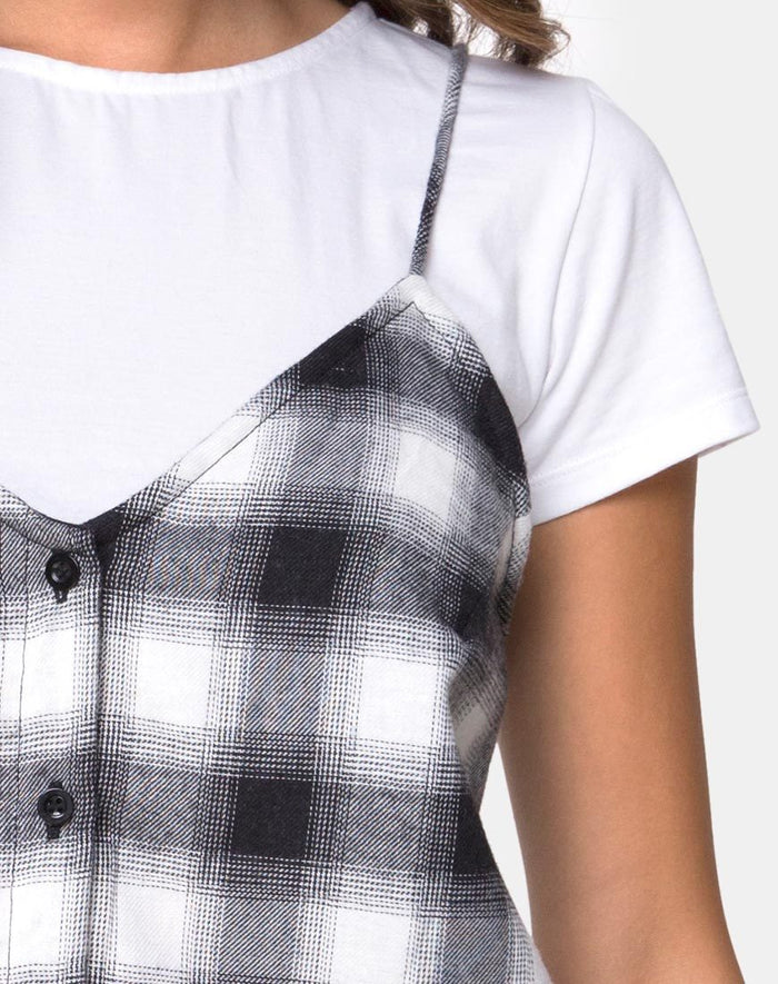 Image of Sanna Slip Dress in Plaid Black White