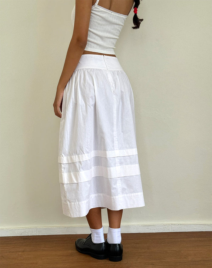 Image of Sarayu Midi Skirt in Poplin White