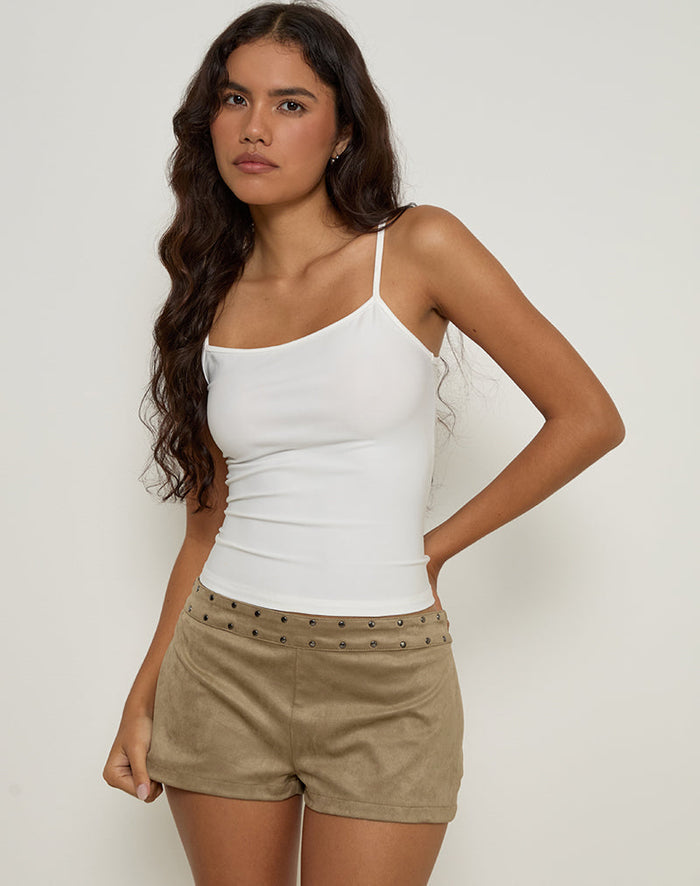 Image of Saumya Hot Pant in Faux Suede Mushroom Grey