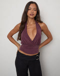Image of Sherlyn Halter Top in Cupro Deep Purple