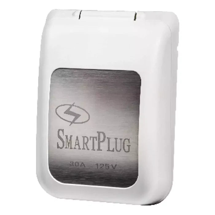SmartPlug BM30PW 30 Amp 125V RV Inlet White - Closed Cover Angled View | United RV Parts
