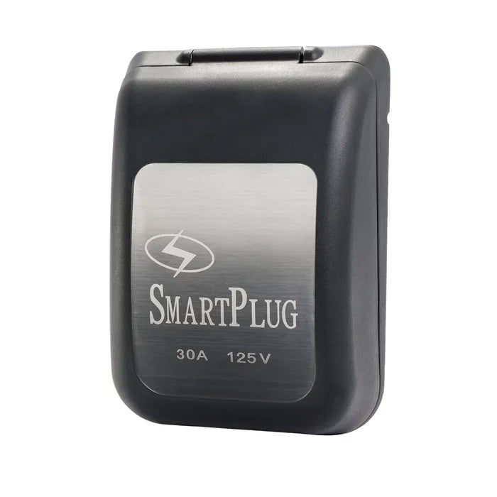 Black SmartPlug 30A 125V Weatherproof RV Shore Power Inlet - Cover Closed Side View | United RV Parts