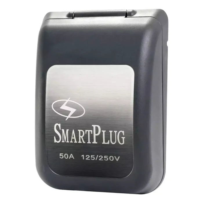Black SmartPlug BM50PB 50 Amp 125/250V RV Shore Power Inlet - Closed Cover Side View | United RV Parts