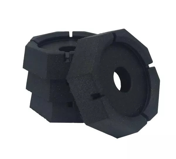 Black Rubber SnapPad Mini RV Jack Foot Pads 4-Pack - Angled View | United RV Parts
