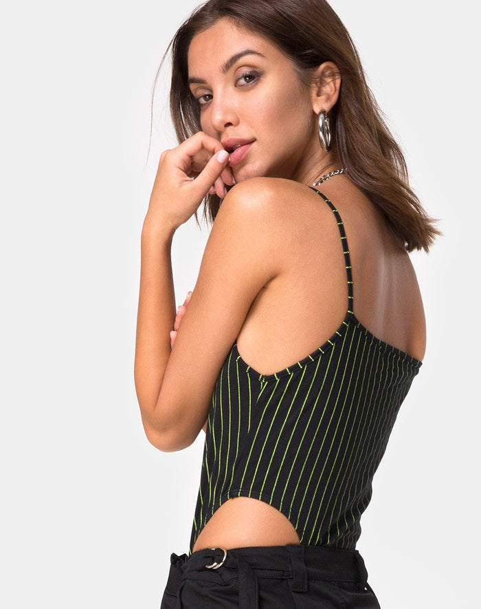 Image of Solemo Bodice in Neon Pinstripe