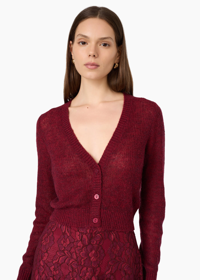 Sonny Mohair Wool Cardigan Compote