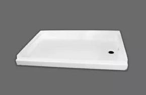 White ABS Plastic Shower Pan Right Hand Drain SP2436WR - Angled View | United RV Parts