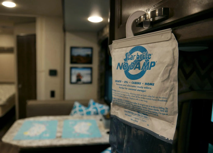 Star Brite No Damp Moisture Absorber Bag Hanging in RV Interior - Lifestyle In Use | United RV Parts