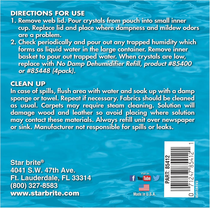 Star Brite No Damp 85412 Directions for Use Back Label - Usage Instructions | United RV Parts