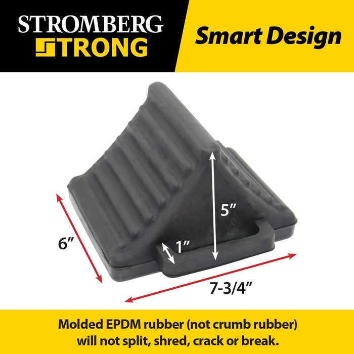Black Molded EPDM Rubber RV Wheel Chock - Dimensions Detail 7-3/4x6x5 Inch | United RV Parts