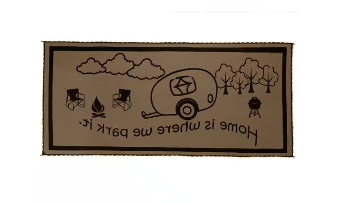 Brown Beige RV Outdoor Mat Reverse Side - Flat View | United RV Parts