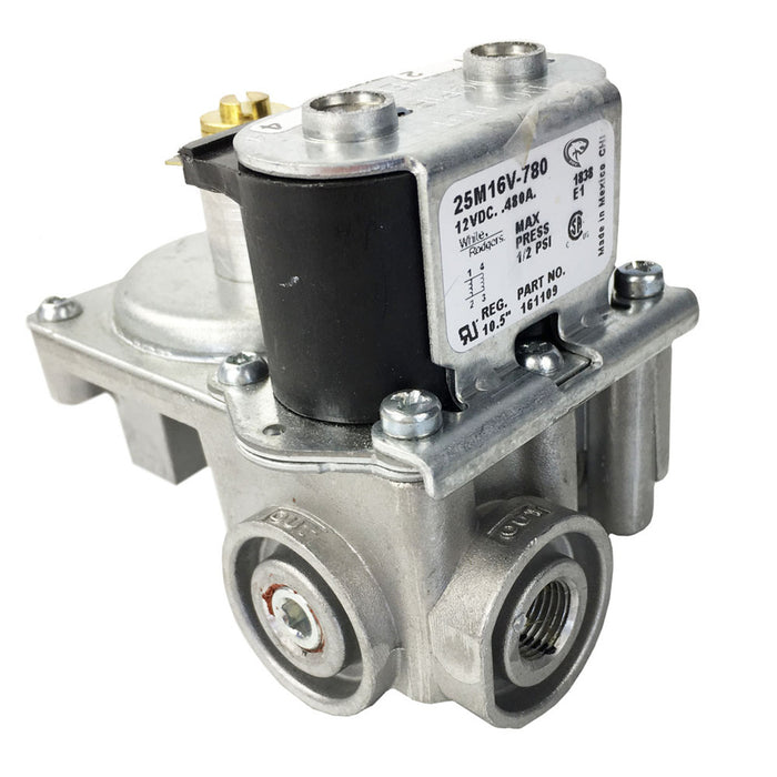 Silver Metal RV Water Heater Gas Valve - Side Angle View | United RV Parts