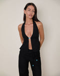 Image of Syrma Backless Halterneck Top in Linen Black